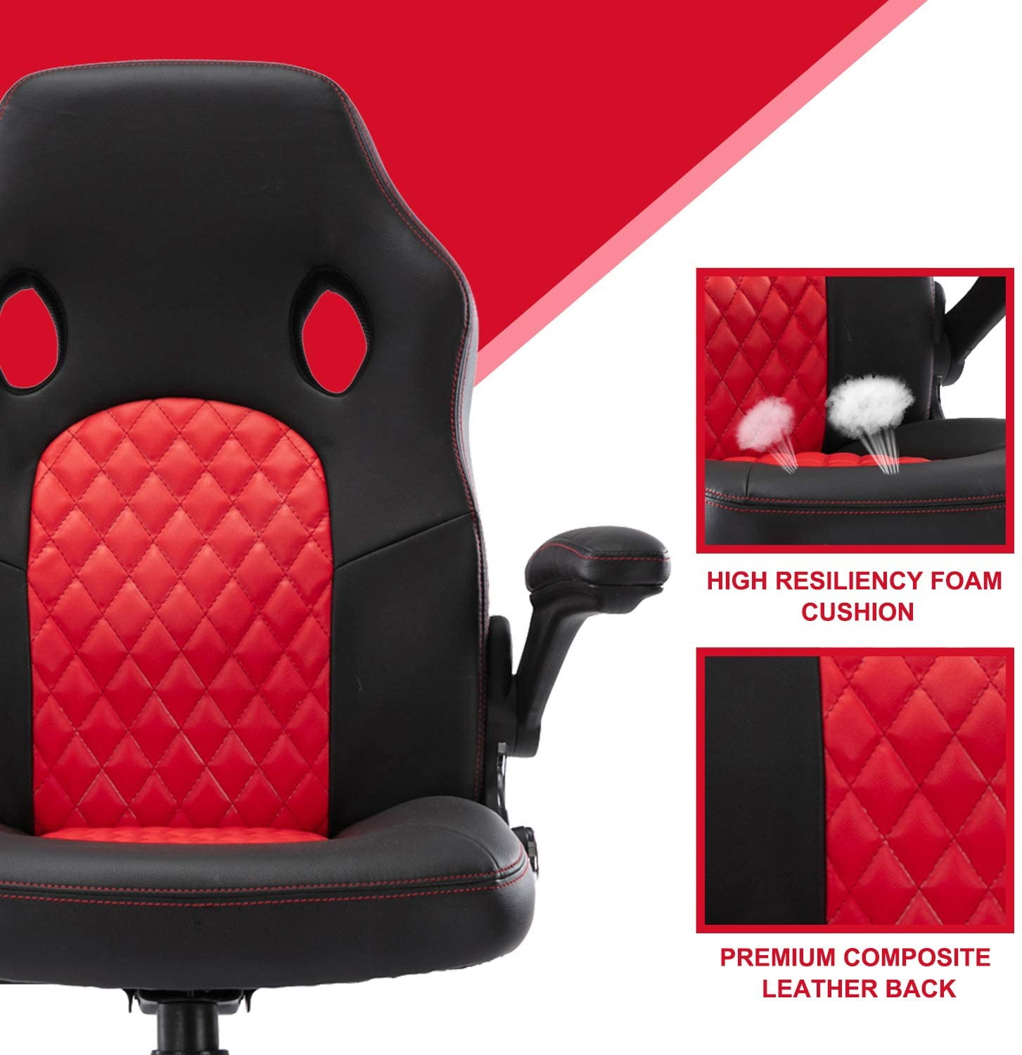 SMUGDESK Office Chair, Gaming Chair Leather, Computer Desk Chair Task Swivel Executive Chairs High Back with Padded Seat Armrests and Rolling Casters (Black)