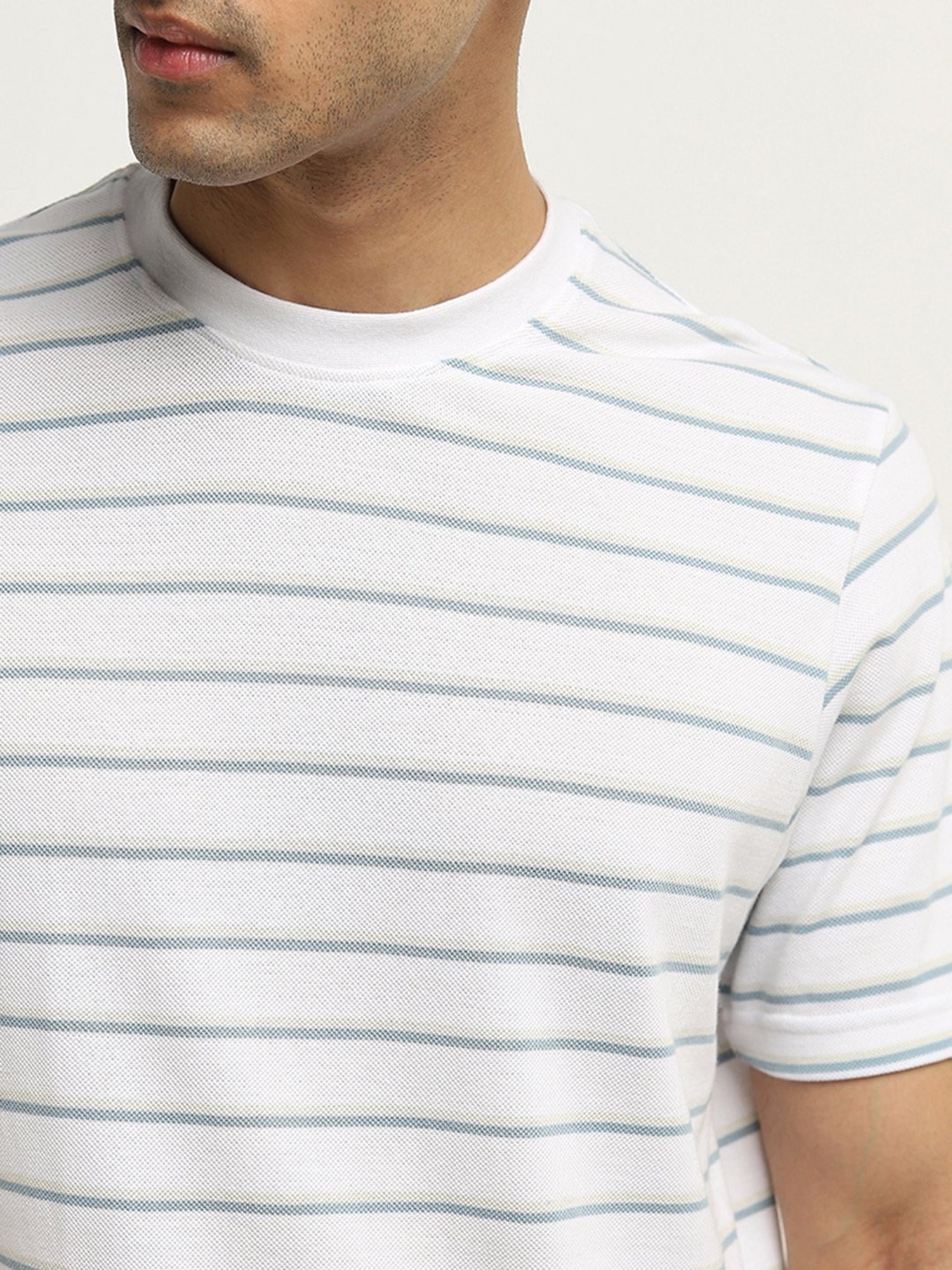 WES Lounge by Westside White Stripe Printed Relaxed-Fit T-Shirt