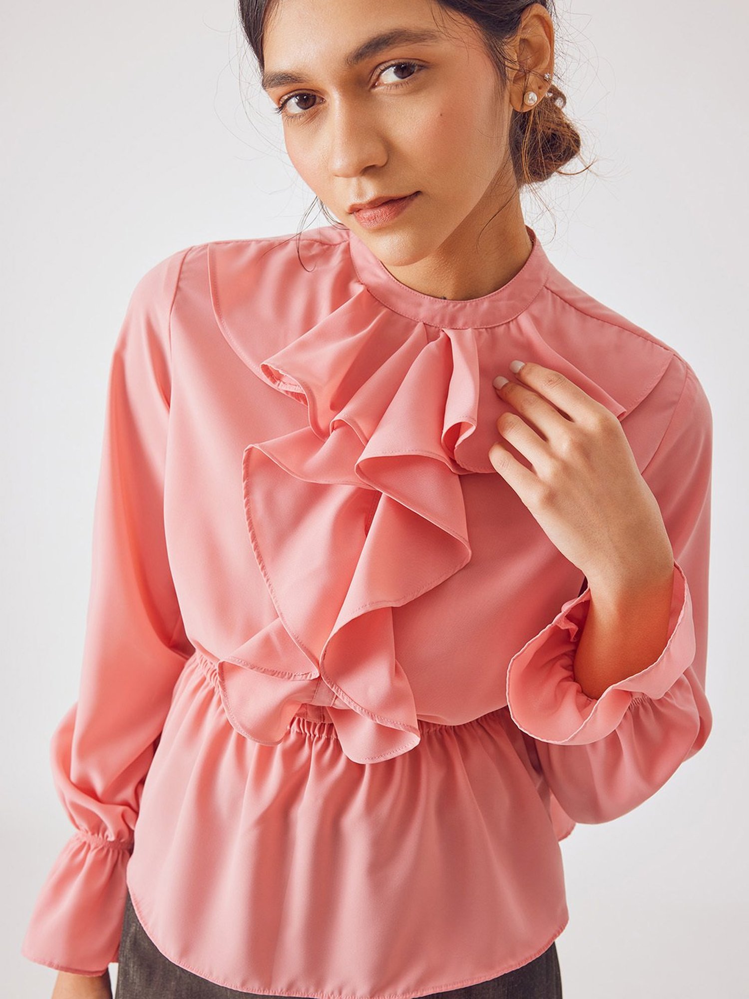 The Label Life Coral Peplum Top