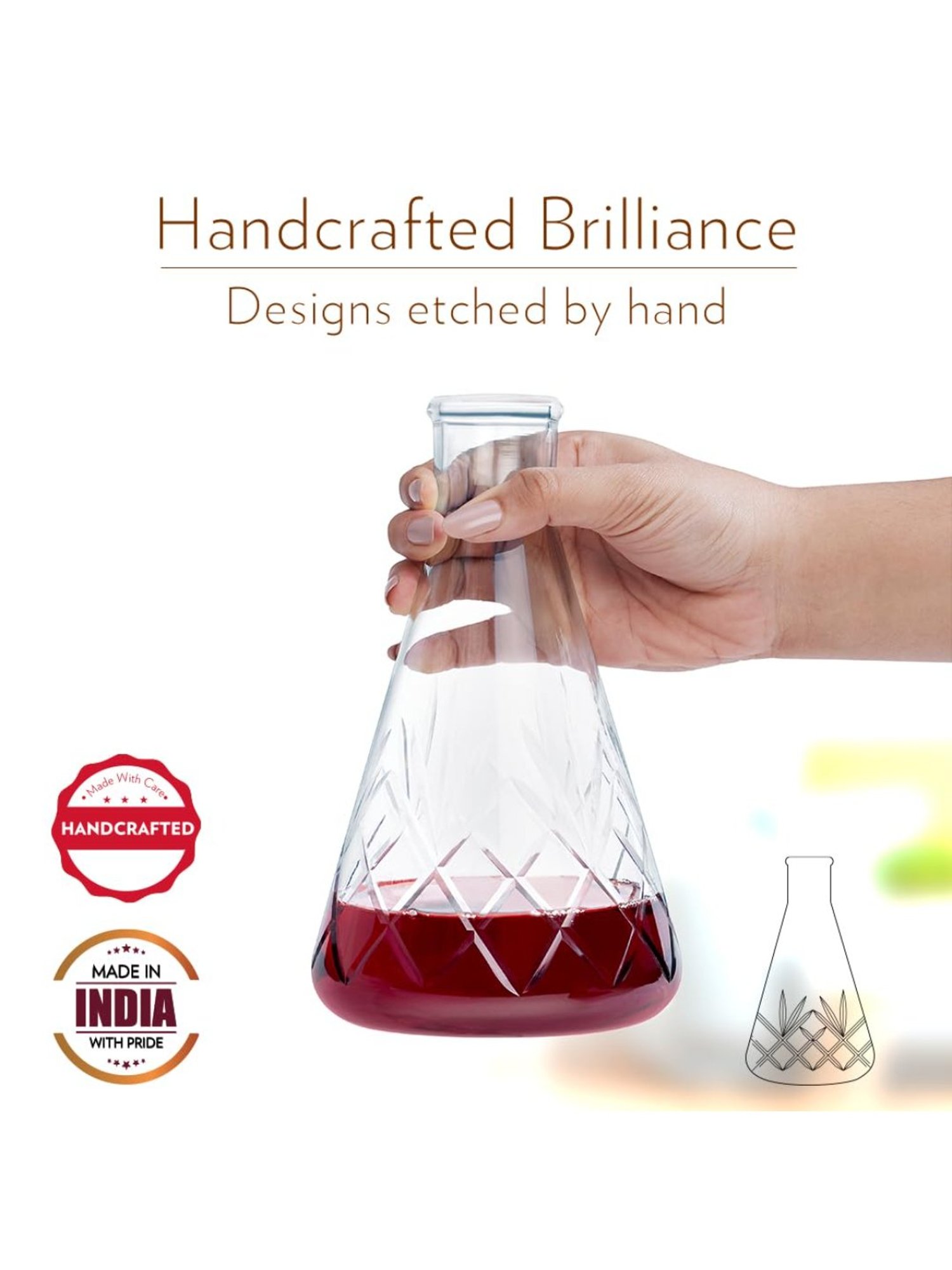 Pure Home and Living Blue Glass Decanter (0.7 L)