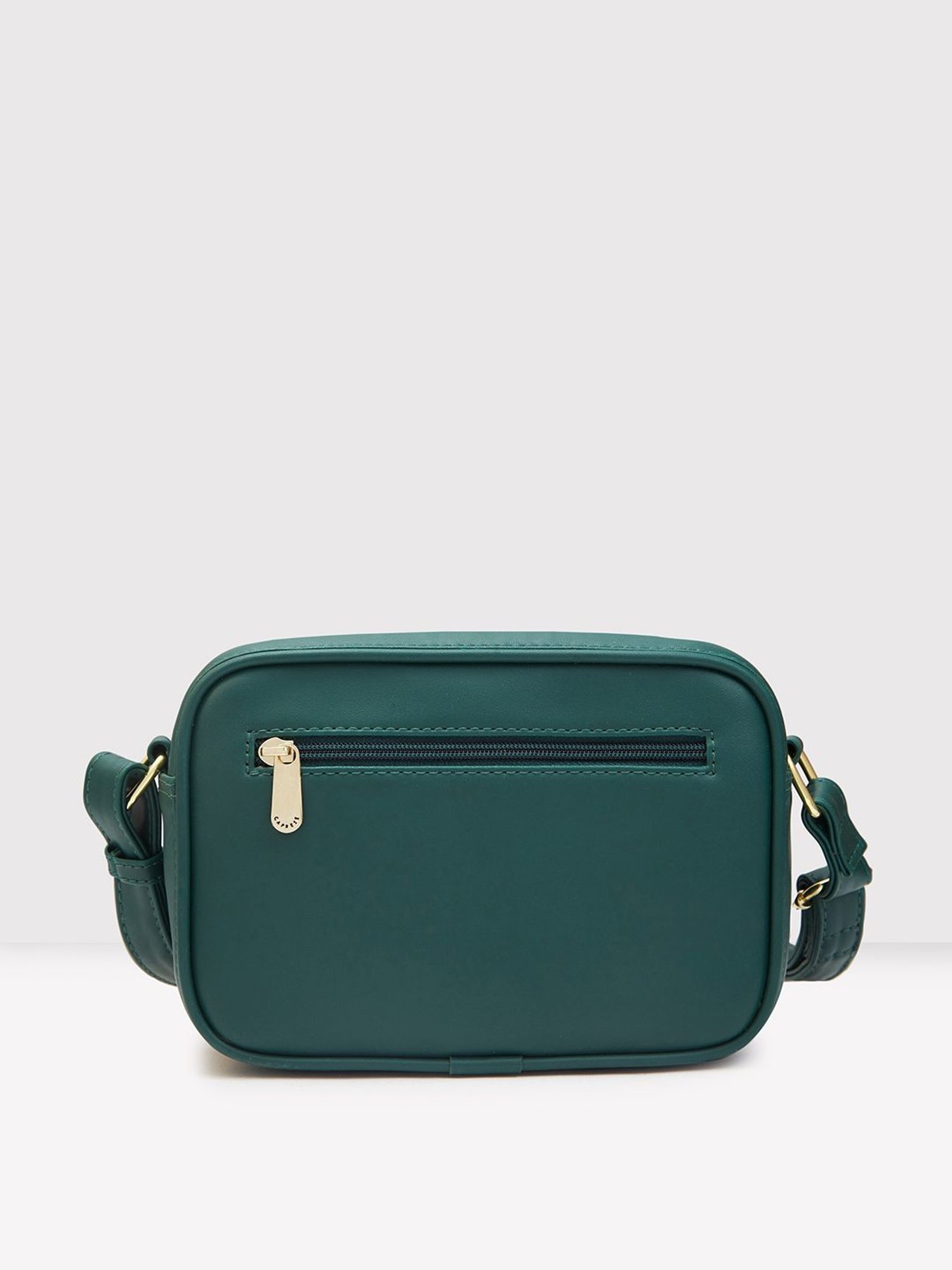 Caprese Dark Green Solid Medium Sling Handbag