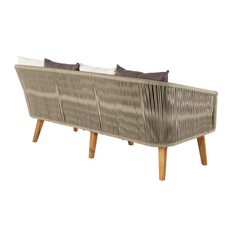 Modern Outdoor Couch with Wood Legs - Gray - Olivia & May