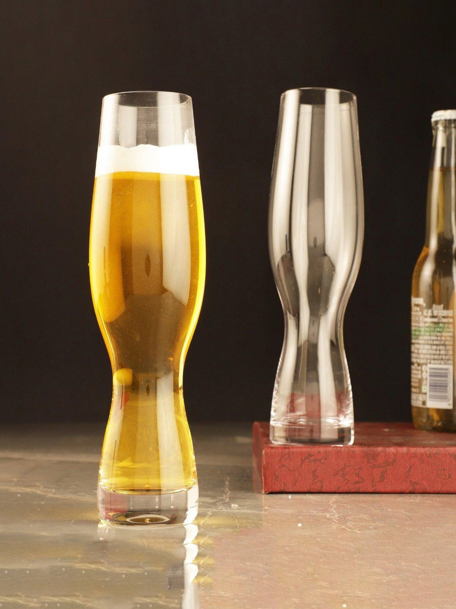 Melbify Craft Transparent Glass Tall Beer Glass (500ml) - Set of 2