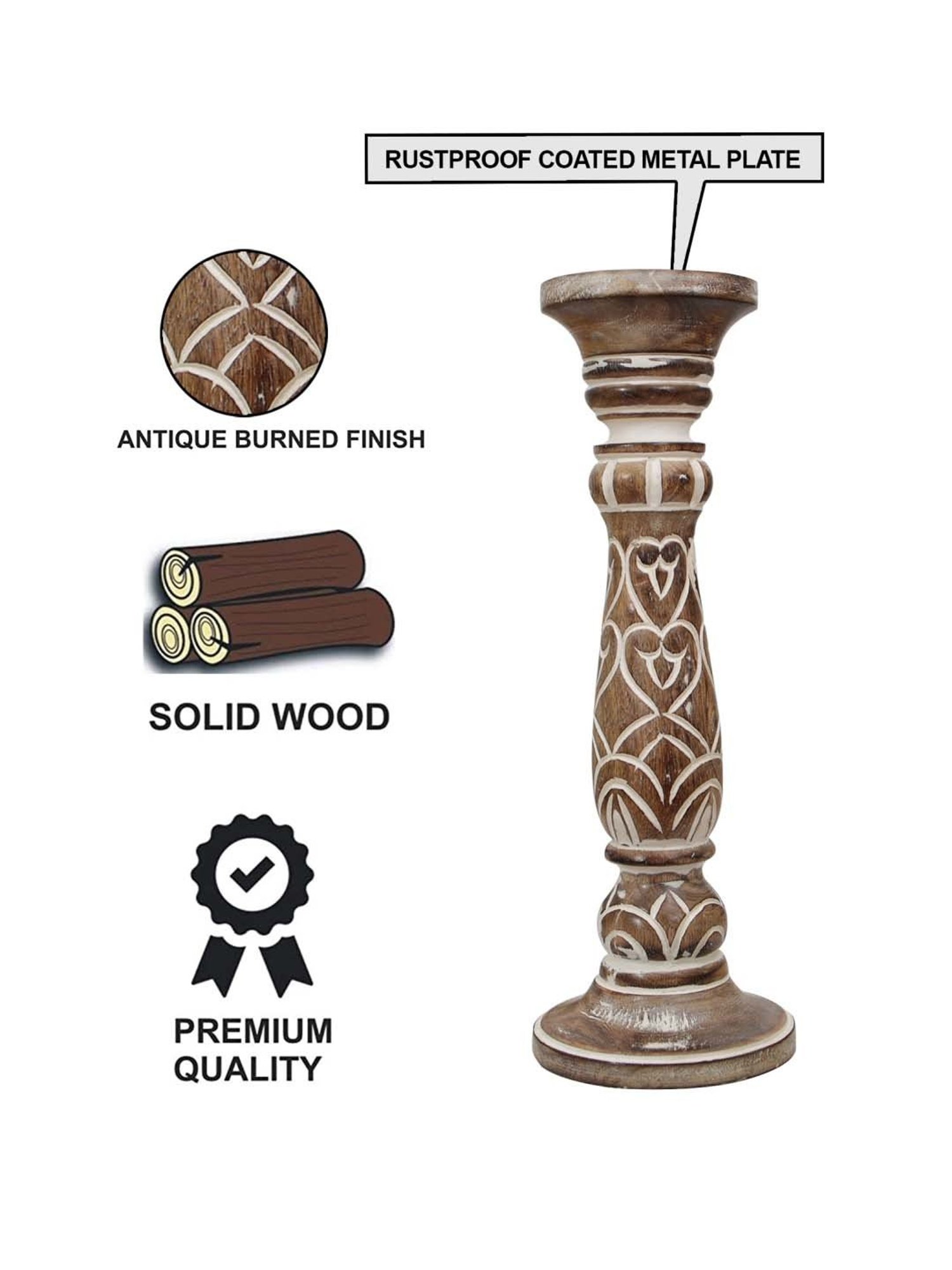 Homesake Brown Wood Small Pillar Candle Stand