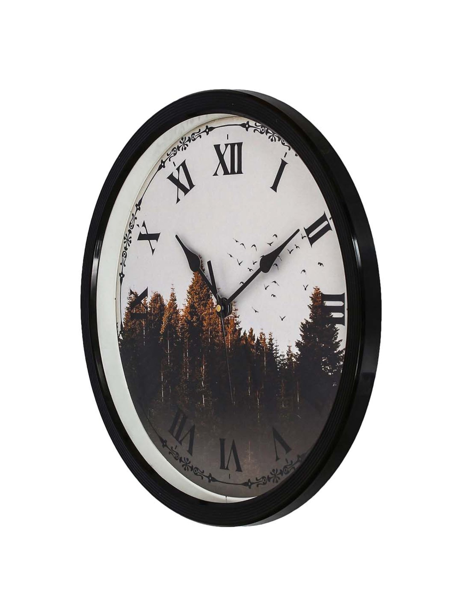 eCraftIndia Designer Round Analog Black Wall Clock