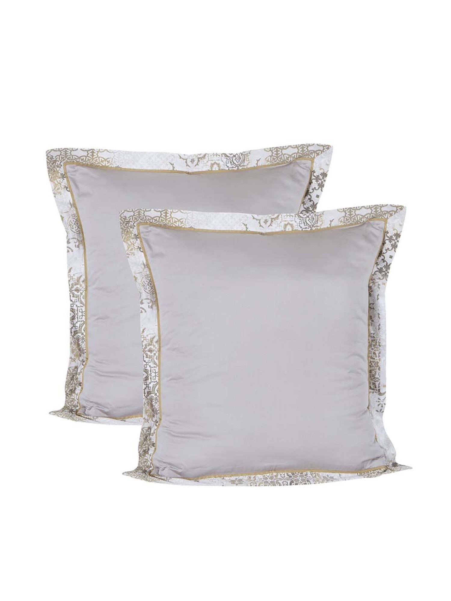 Stoa Paris White & Aqua Cotton 200 TC Pillow Cover - Set of 1