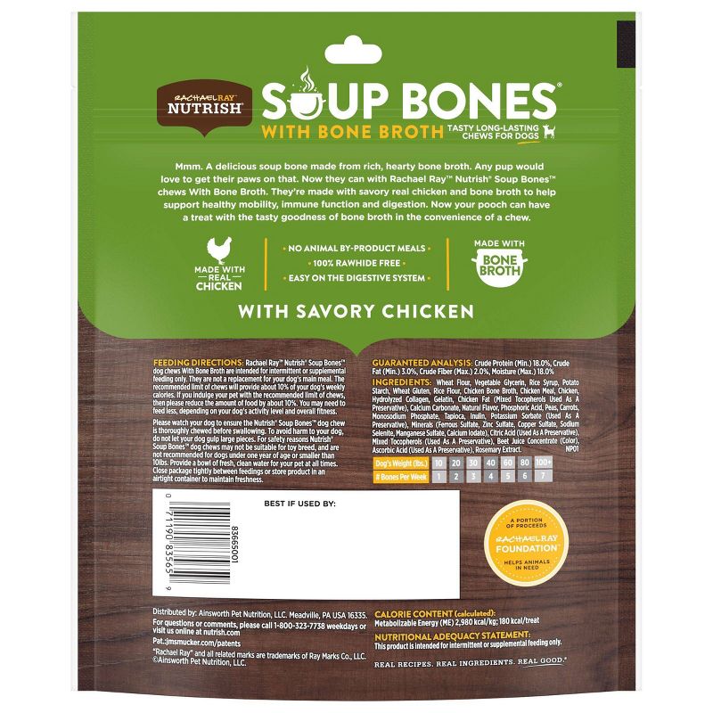 Rachael Ray Nutrish Soup Bones with Bone Broth Savory Chicken Dental Dog Treats - 9ct/18.5oz