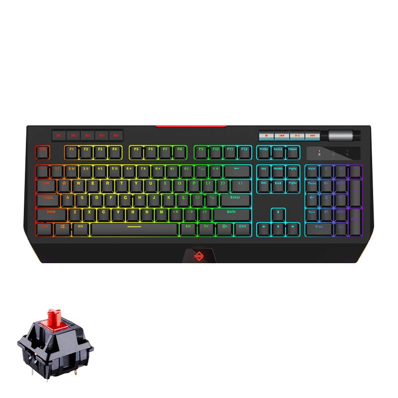 A-jazz AK525  Ergonomic Design, Cool Exterior USB  Wired Brown Mechanical RGB Gaming Keyboard - Black