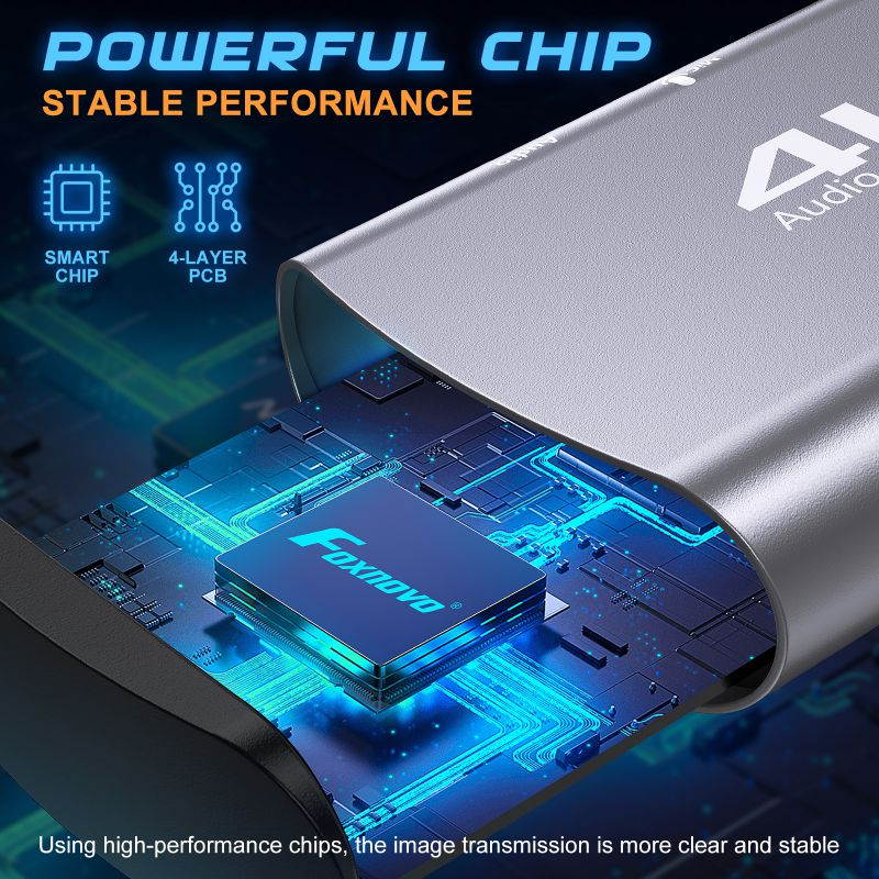 Foxnovo Video Capture Cards - HDMI to USB 3.0 4k Loop Out 1080P 60FPS Live Real-time Game Capture Device, Compatible with DSLR Camcorder/Camera/PS4/PS3/Switch