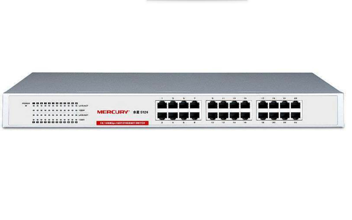 MERCURY S124 10/100Mbps Active Ethernet 24-Port RJ45 Fast port Web PoE Managed  Ethernet  Switch with IEEE 802.3?IEEE 802.3u 110-260VAC