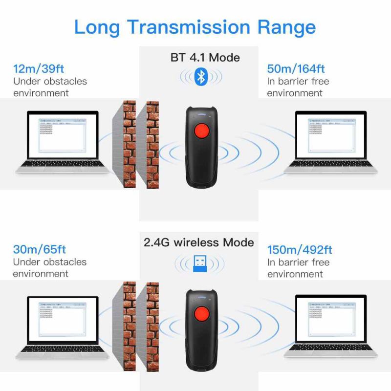 Long Cable Far Distance Ver Motorola Symbol RS409 Wearable Ring Barcode Scanner