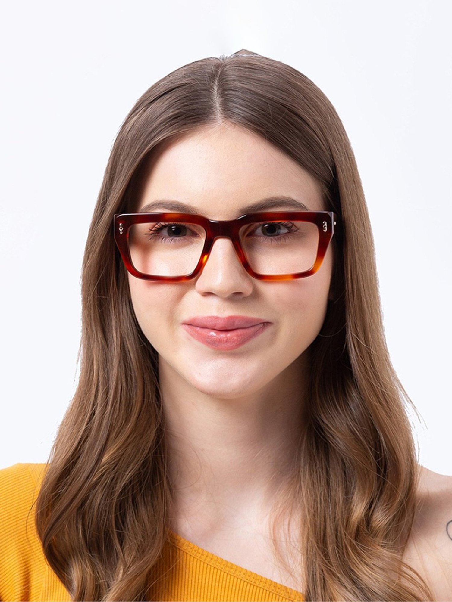 Shisen Fox Habiki Havana Rectangular Unisex Blue Filter Computer Lenses -53 mm