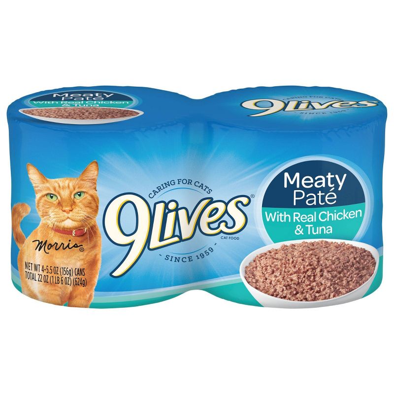 9Lives Meaty Paté with Real Chicken & Tuna Wet Cat Food - 5.5oz/4ct Pack