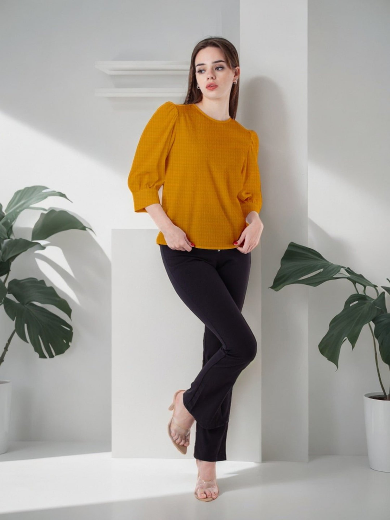 Zink London Mustard Textured Top