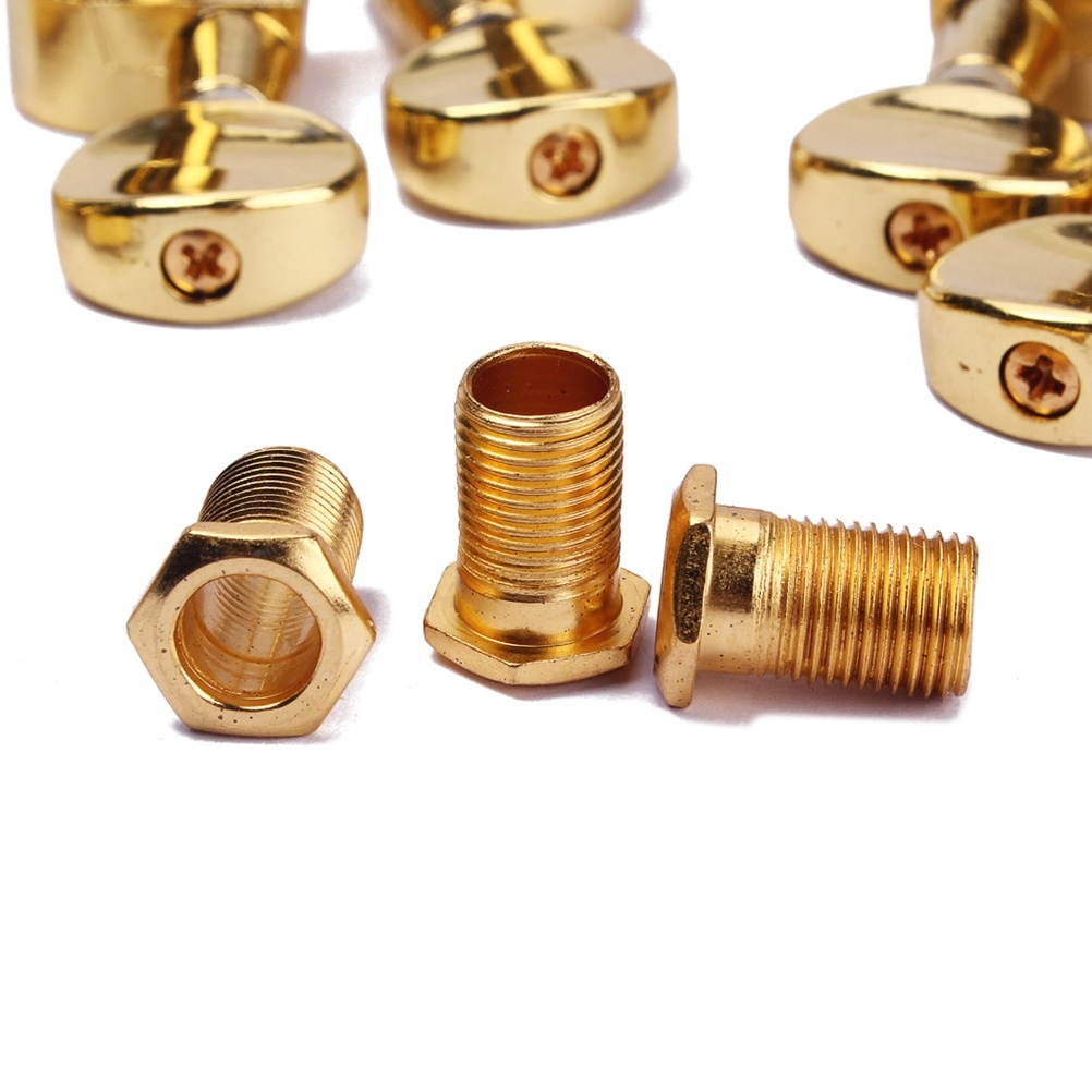 6 PCS 3L 3R Electric Acoustic Guitar Guitar Tuning Pegs Keys Locking Tuner Machine Heads with Threaded Bushing Ferrules Screws Gold Plated