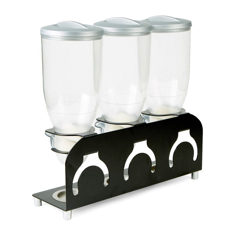 Mind Reader Heavy Duty Metal Cereal Triple Dispenser, Black