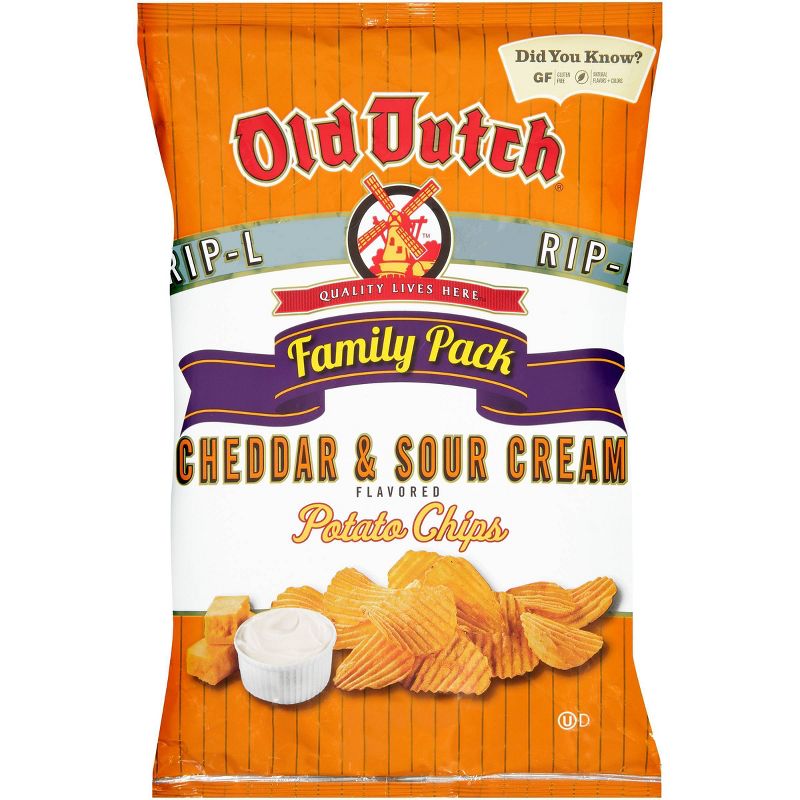 Old Dutch Family Pack Cheddar & Sour Cream Rip-L Potato Chips 9.5oz