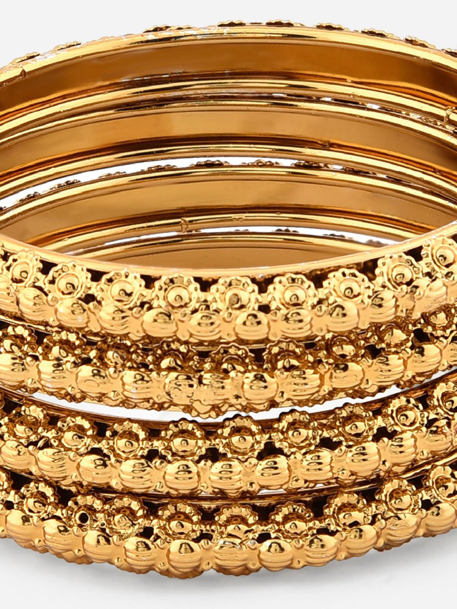 Fida Gold-Plated Temple Bangles for Women - Set of 4