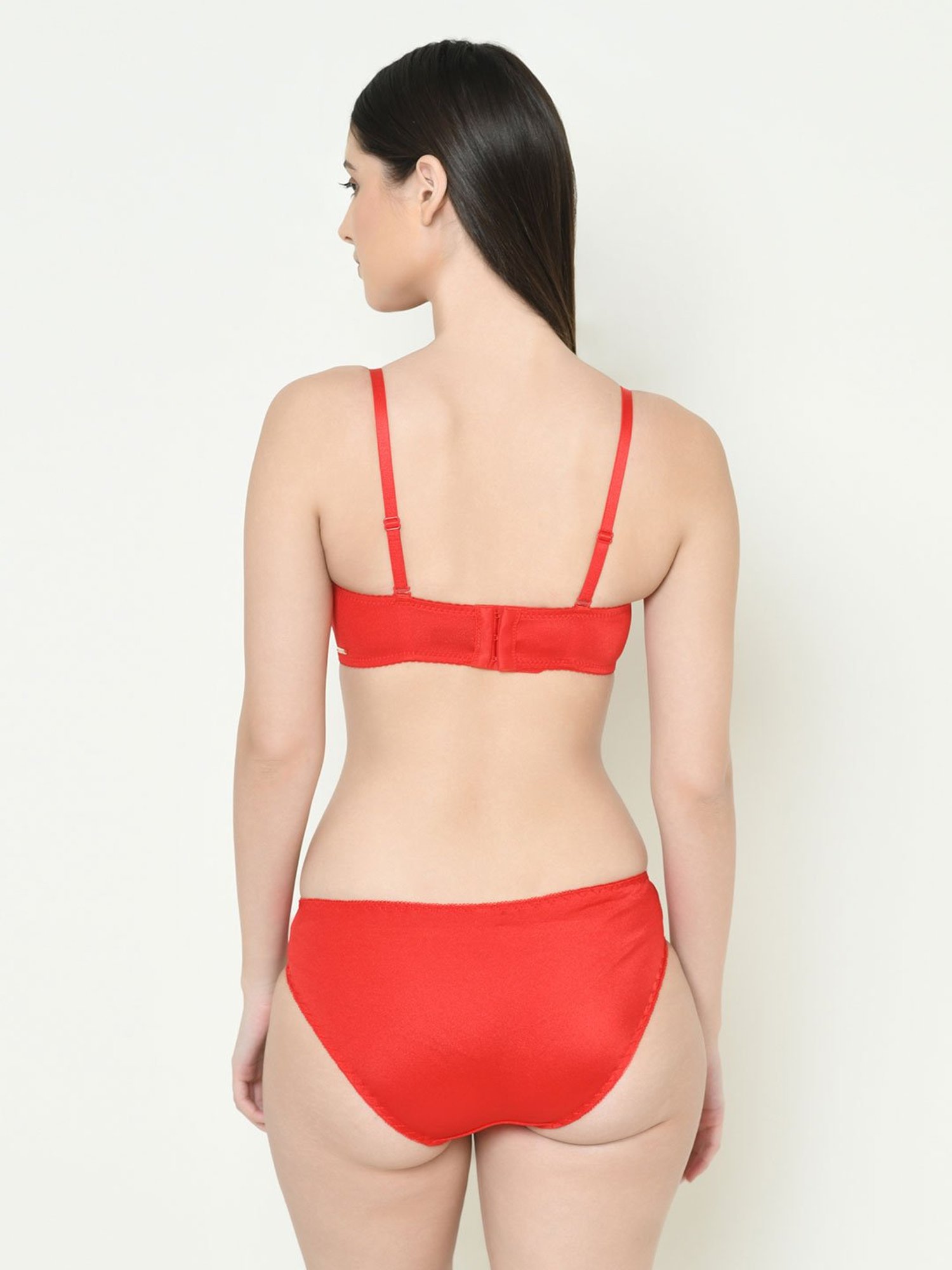 Da Intimo Red Lace Overlay Bralette Lingerie Set