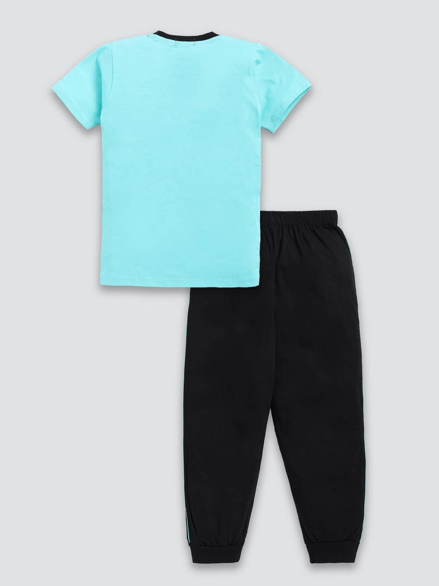 Todd N Teen Kids Light Blue & Black Printed T-Shirt with Joggers