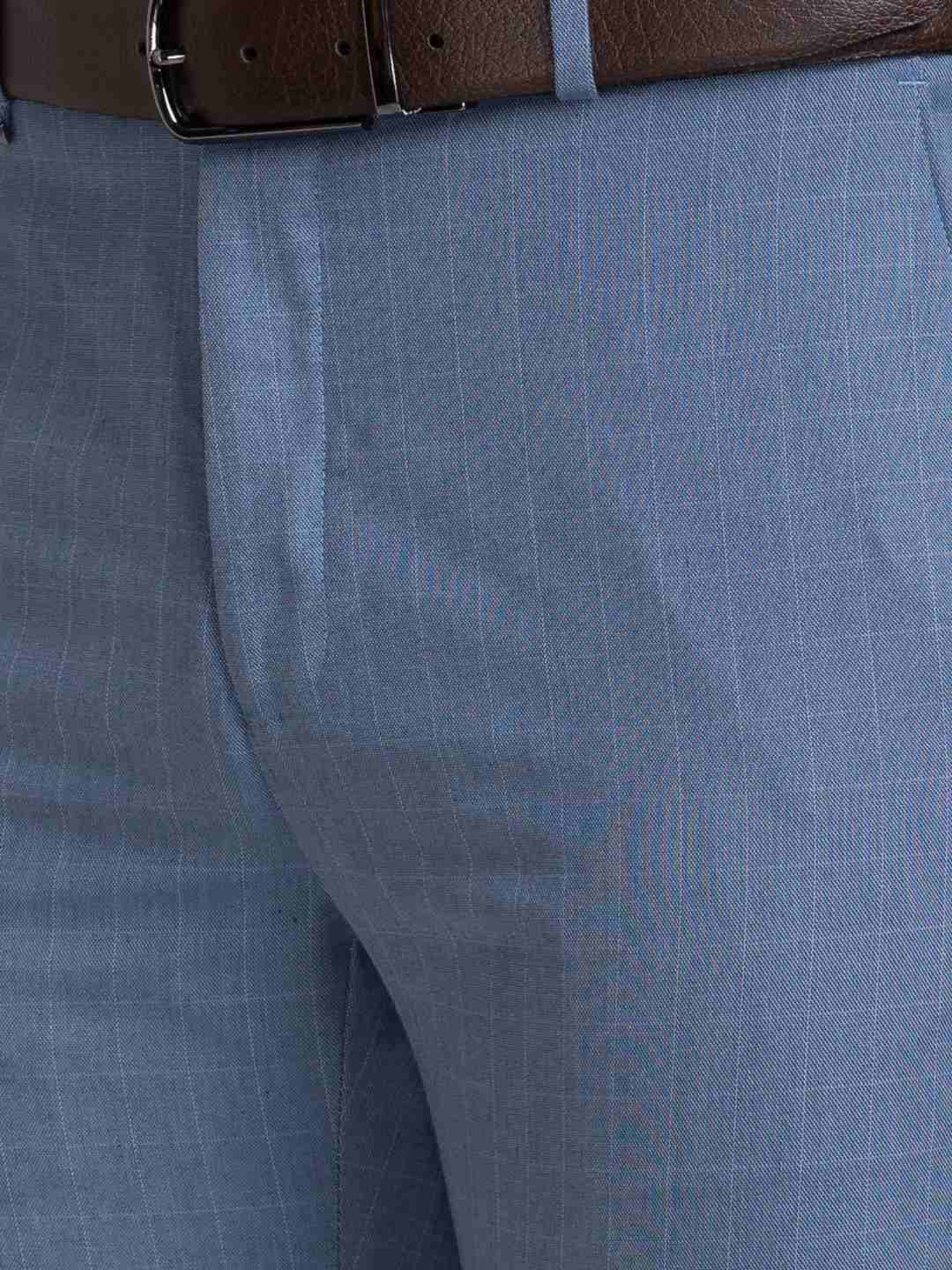 Raymond Blue Contemporary Fit Checks Trousers
