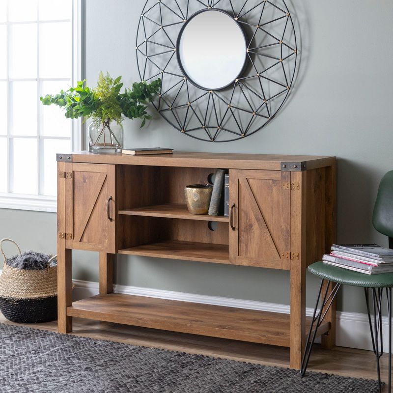 Barn Door Buffet Table Console TV Stand for TVs up to 58" Barnwood - Saracina Home