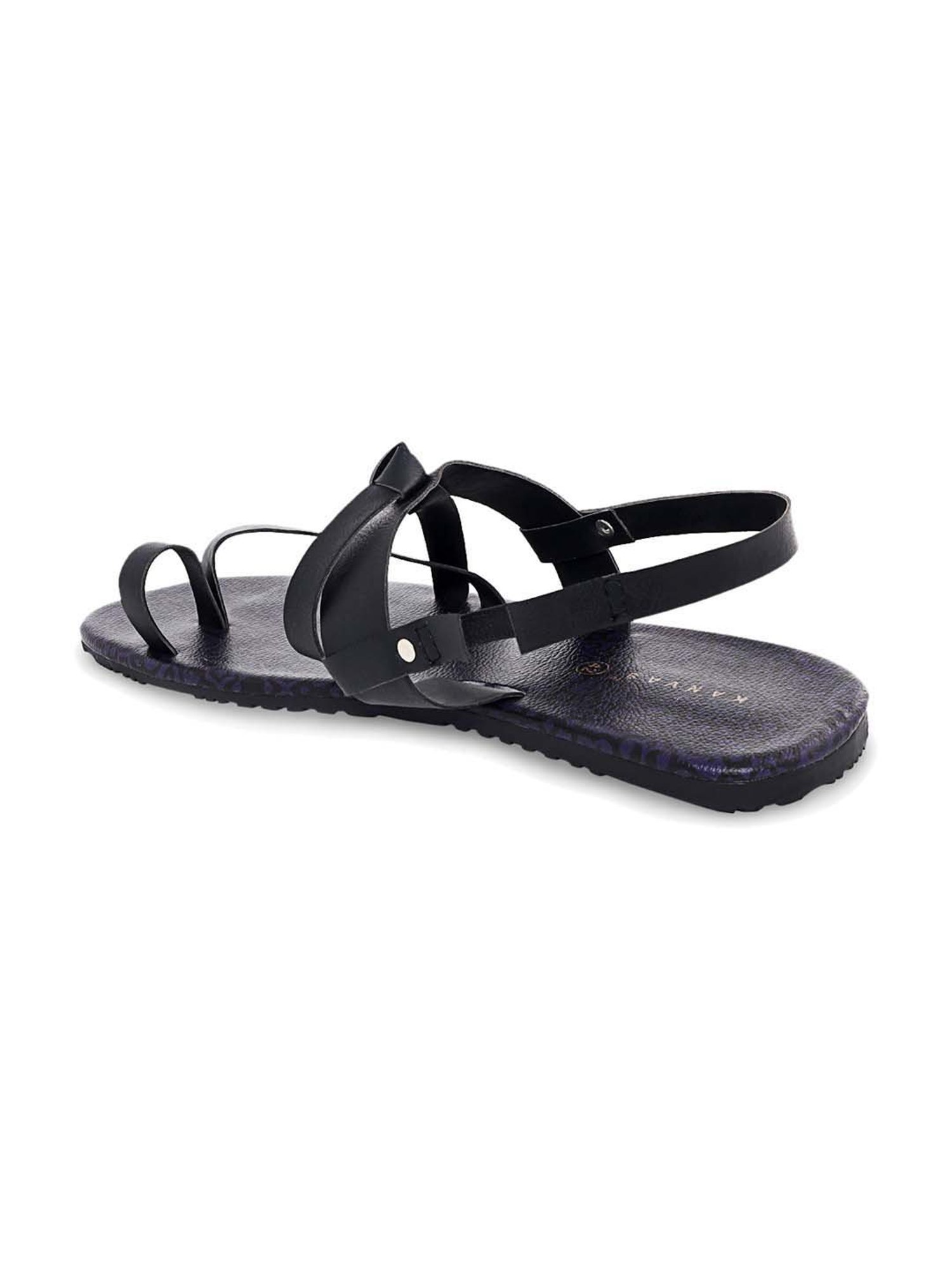 KANVAS Men's The Mystic Of The Mughals Black Toe Ring Sandals