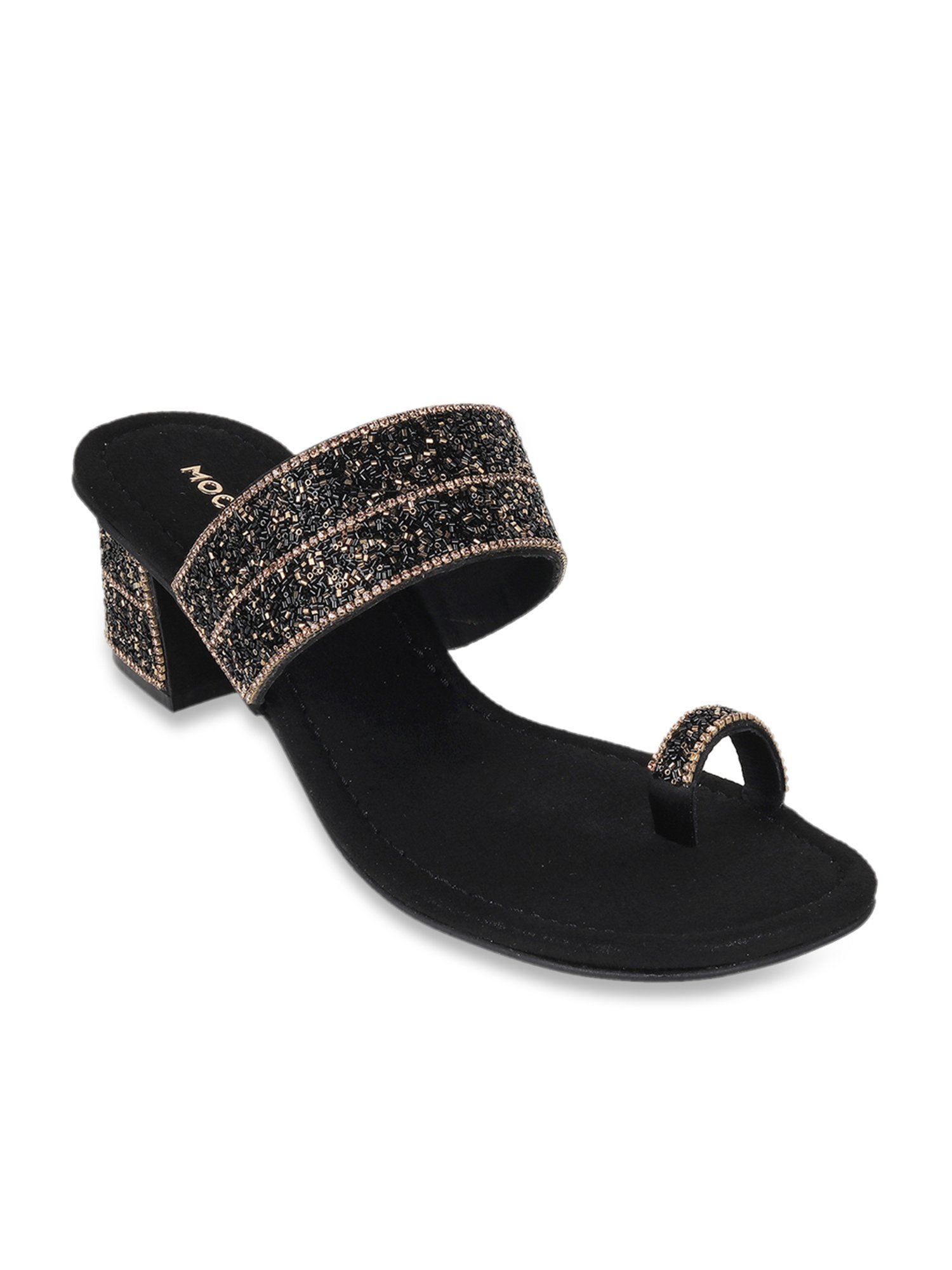 Mochi Women's Black Toe Ring Sandals