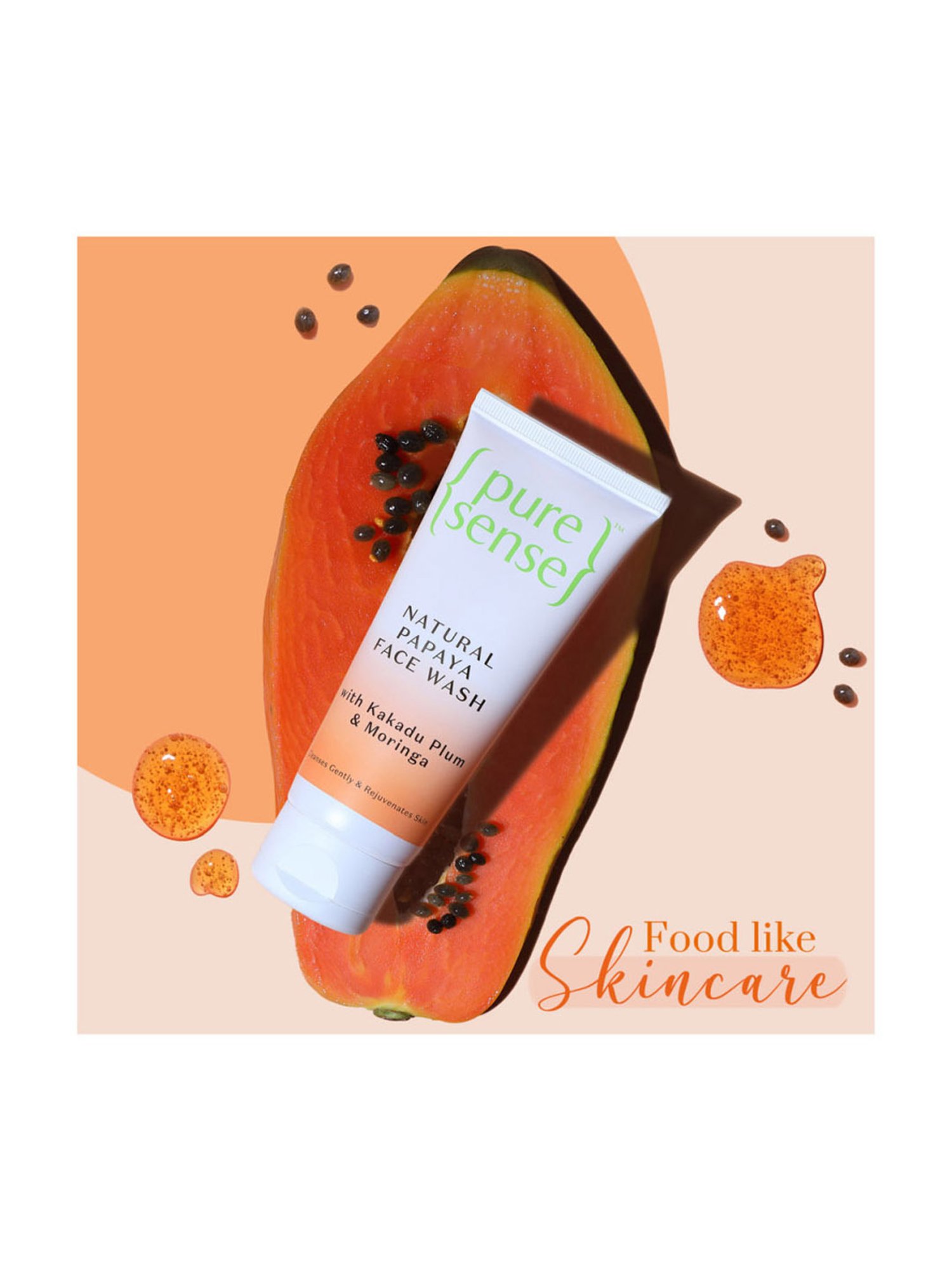Pure Sense Natural Papaya Face Wash with Kakadu Plum & Moringa - 100 gm