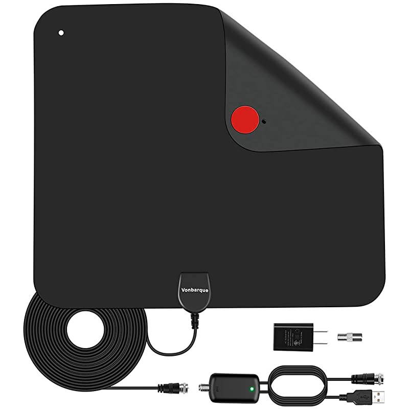 TV Antenna 20ft Coax Cable Amplified HD Digital Indoor HDTV Antenna 100 Mile Range with USB Power AdapterSupport 4K 1080P UHF VHF Freeview HDTV Channels