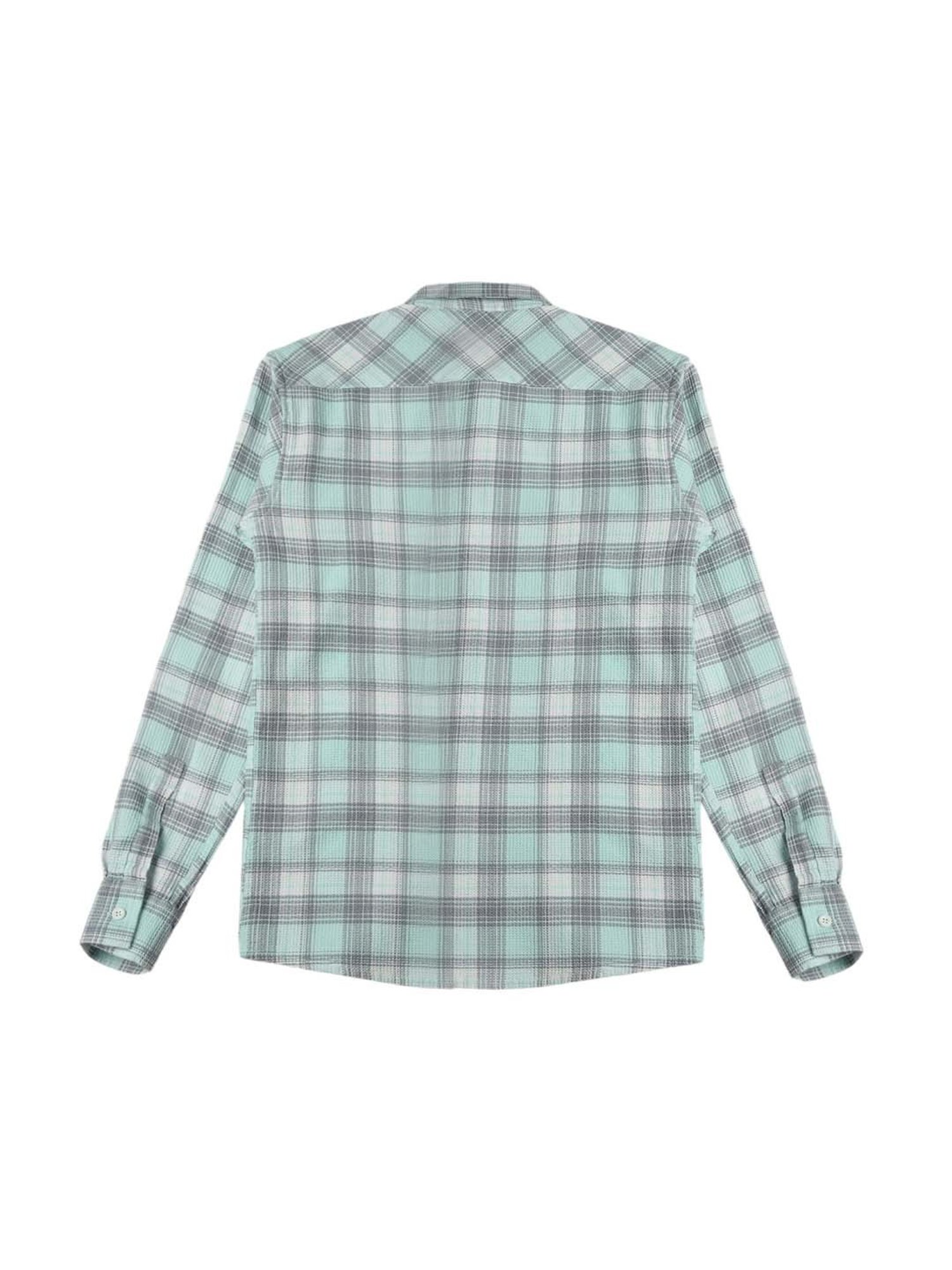 Cavio Kids Blue & Grey Cotton Chequered Full Sleeves Shirt