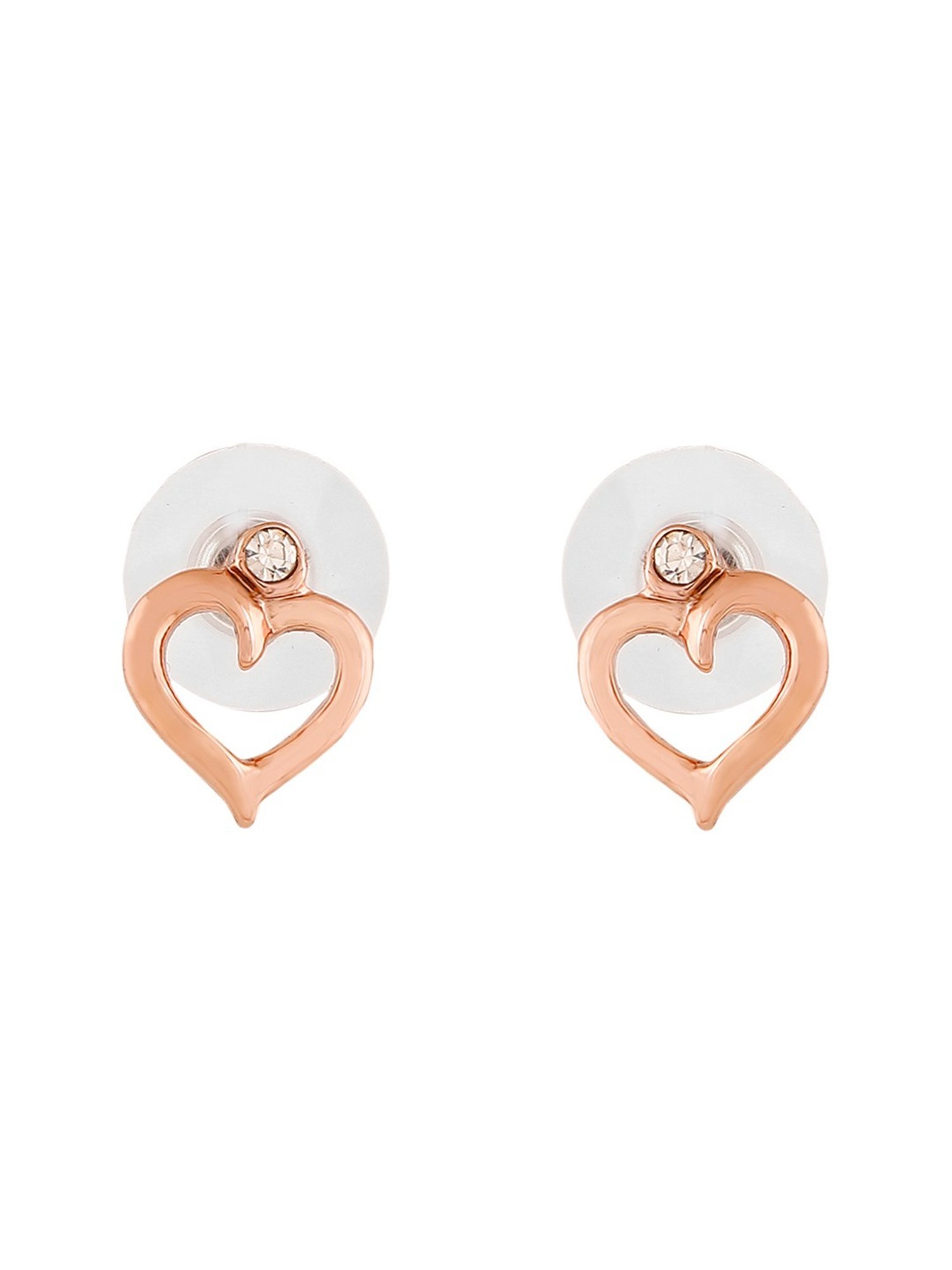 Estele Rose Gold-Plated Heart Shaped Stud Earrings