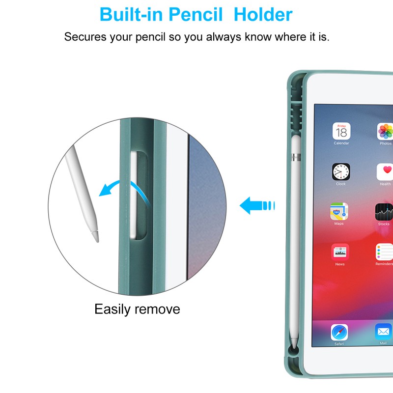 For IPad 10.2 Inch Case, Ultrathin Trifold PU Leather+Soft Silicone Stand Cover With Pencil Holder, Auto Sleep/Wake For IPad 8th 2020 / IPad 7th 2019 10.2 Inch