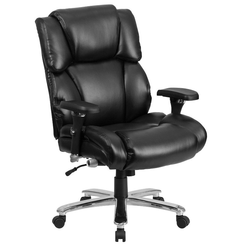 48" Leather Rated Executive Swivel Ergonomic Office Chair with Tufted Headrest & Back Black - Riverstone Furniture