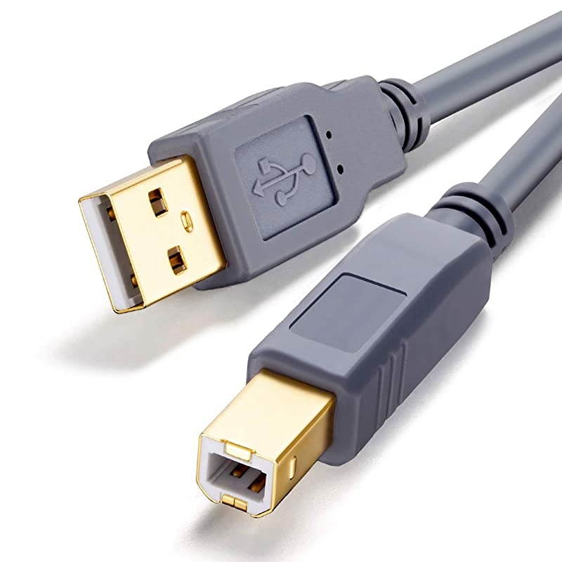 Printer Cable 20 ft  USB Printer Cable USB 20 Type A Male to Type B Male Printer Scanner Cable for HP Canon Lexmark Epson Dell Xerox Samsung etc