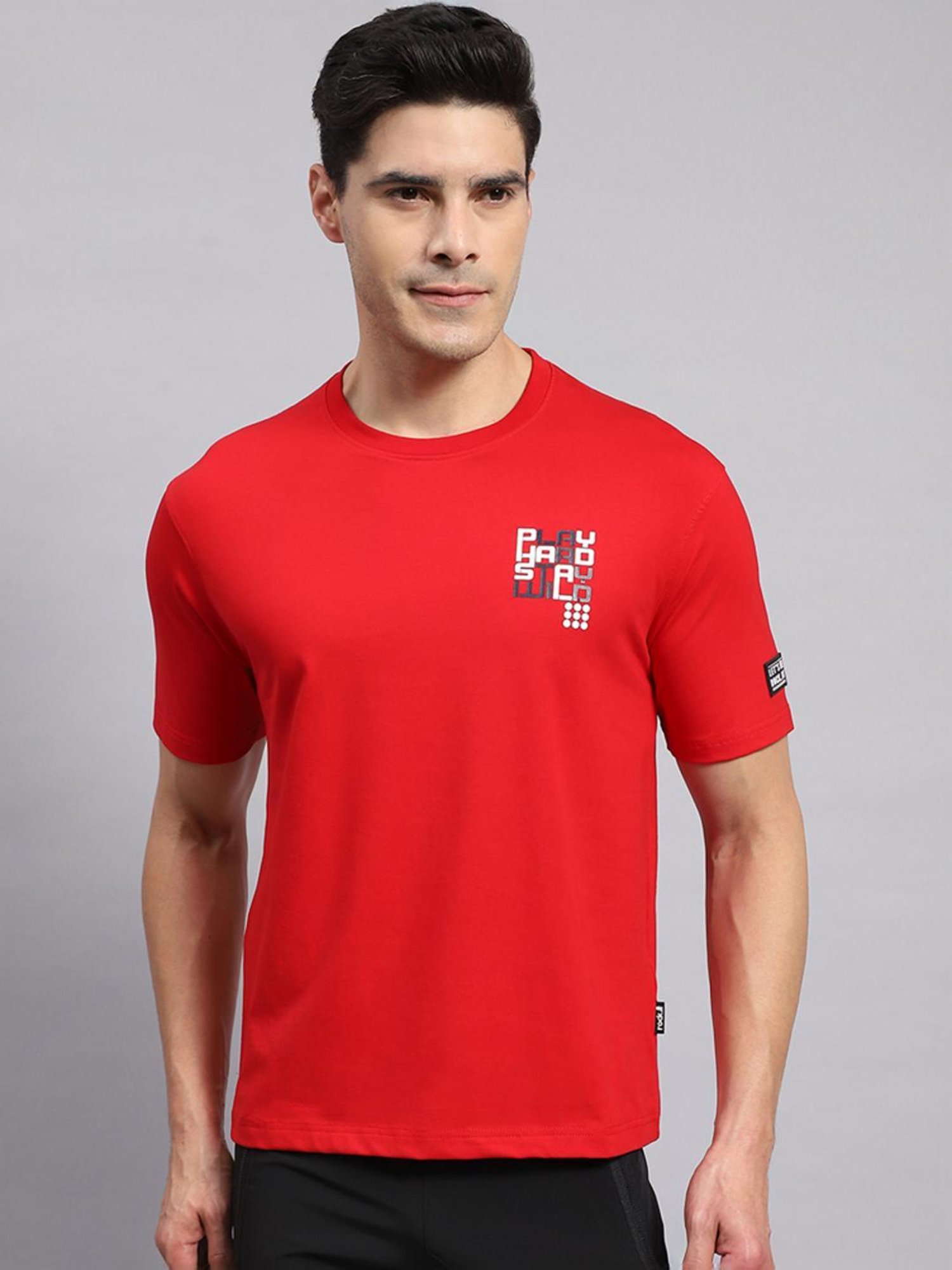 Rock.it Red Cotton Regular Fit Printed T-Shirt