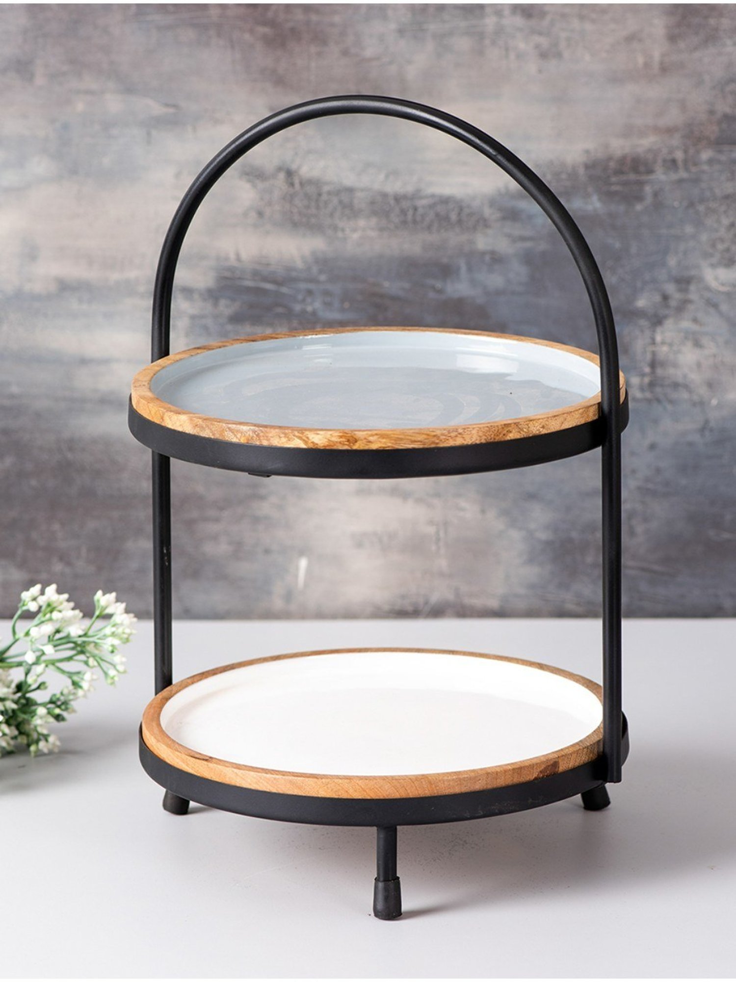 Nestroots Two Tier Cake Stand Round Serving Platter Table Buffet Organizer for Kitchen Restaurant