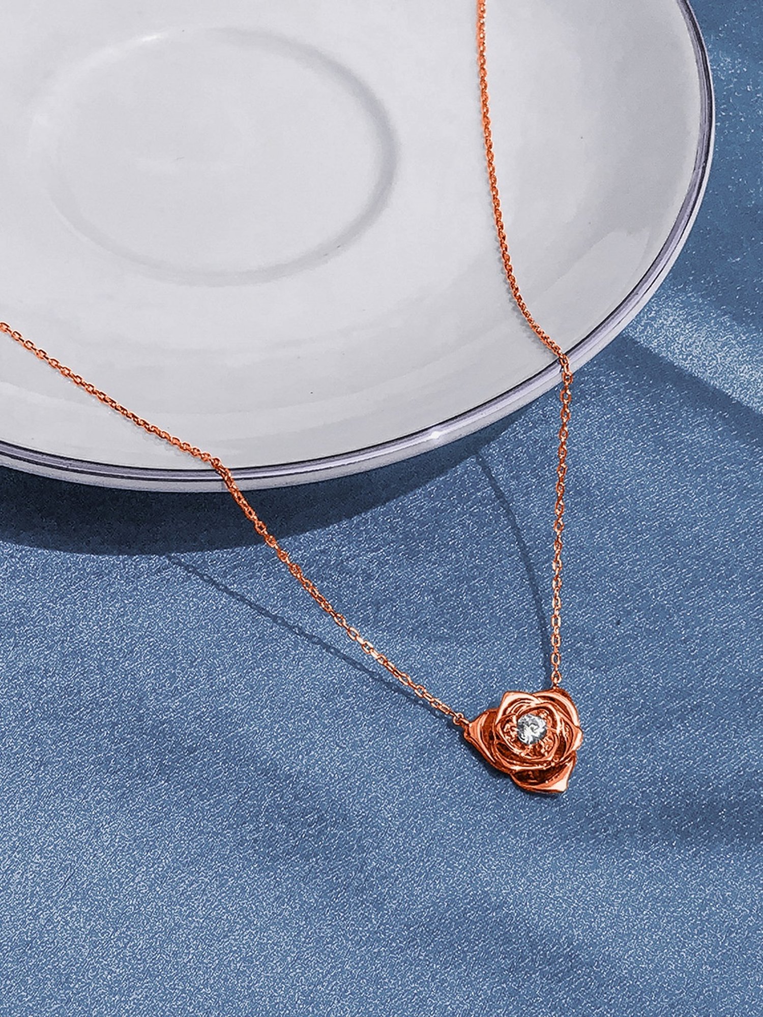 Silberry 92.5 Sterling Silver Rose Gold Rosetta Necklace