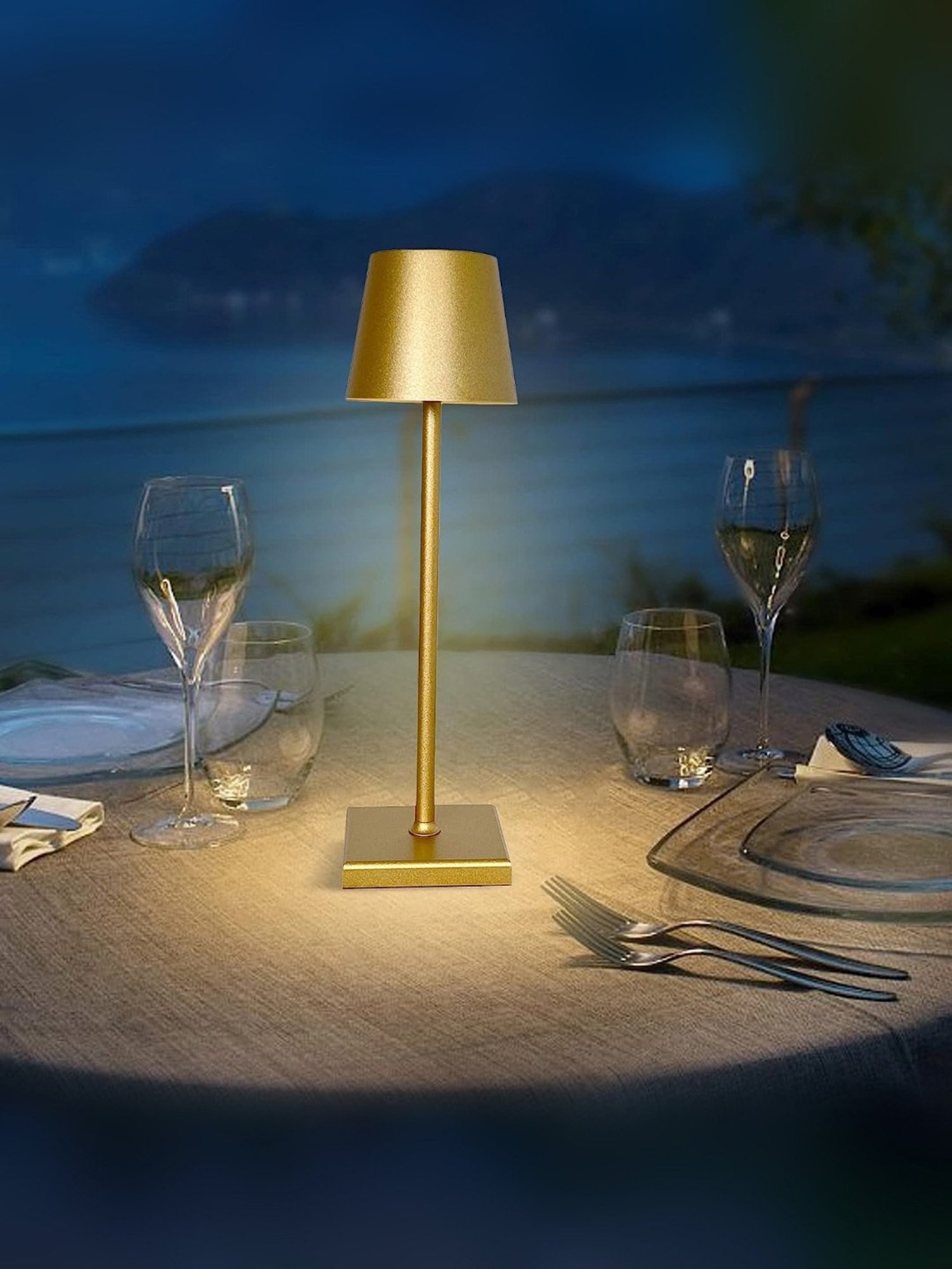 Xergy Portable Metal Desk Lamp with Touch Control with Usb Rechargeable, 3-Levels Brightness (Gold)