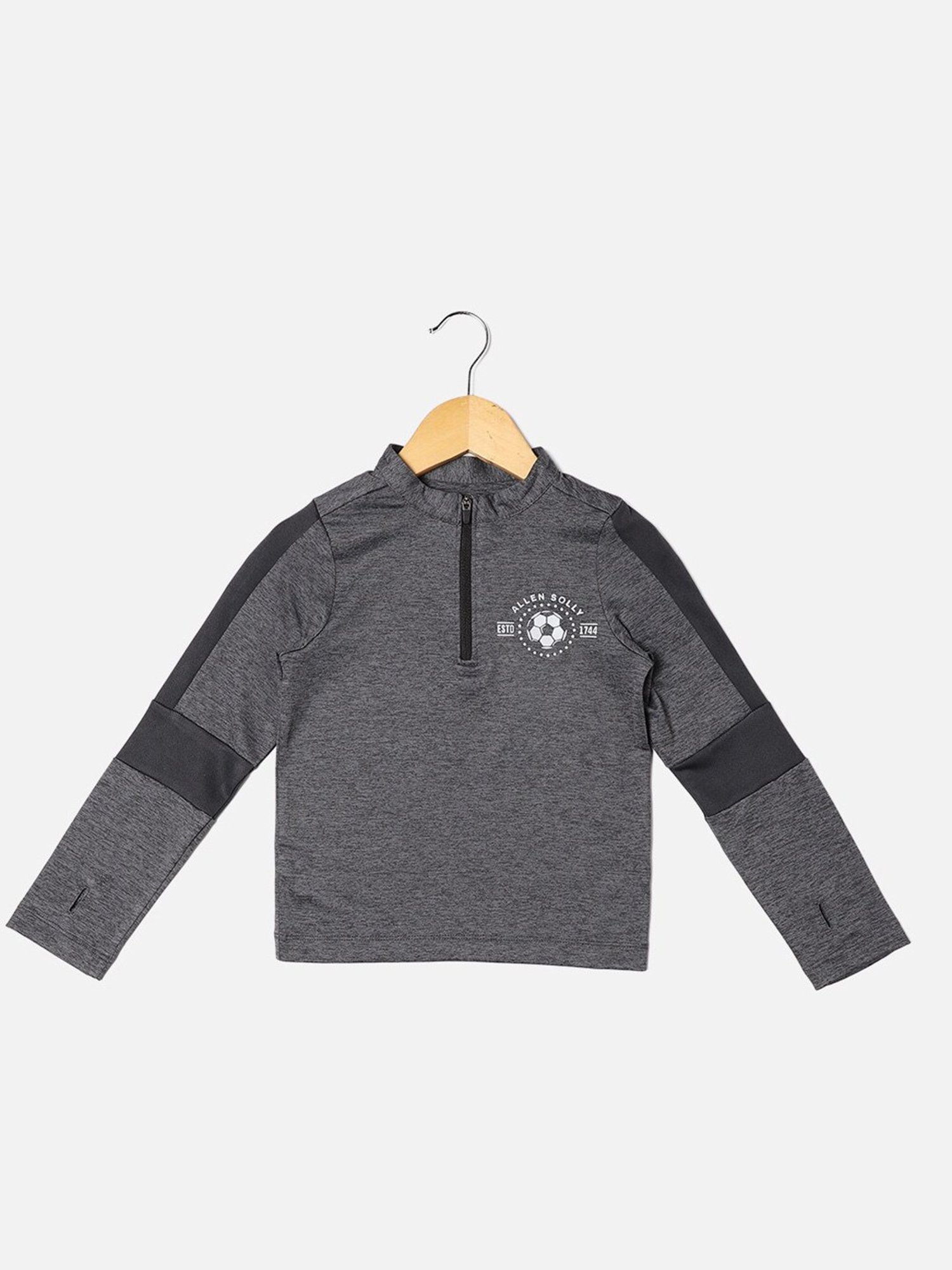 Allen Solly Junior Grey Melange Textured Full Sleeves T-Shirt