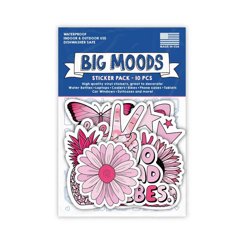 Big Moods Aesthetic Sticker Pack 10pc - Pink