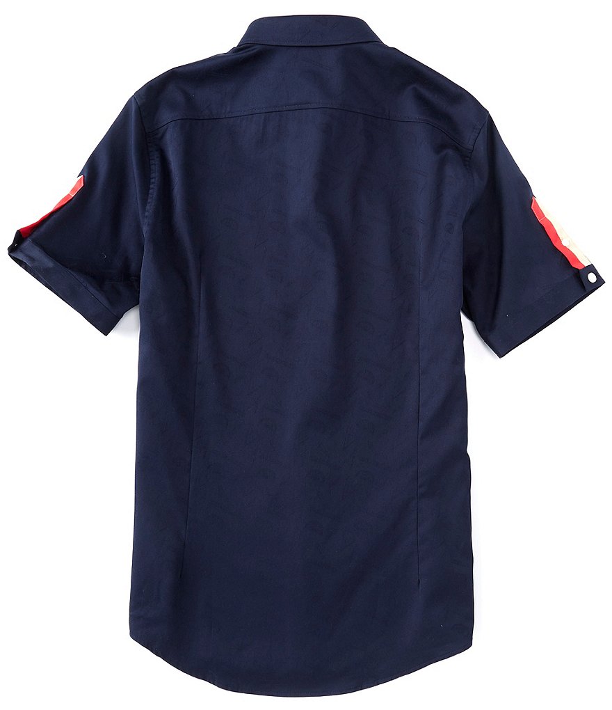 Murano Slim-Fit Geometry Jacquard Short-Sleeve Woven Shirt