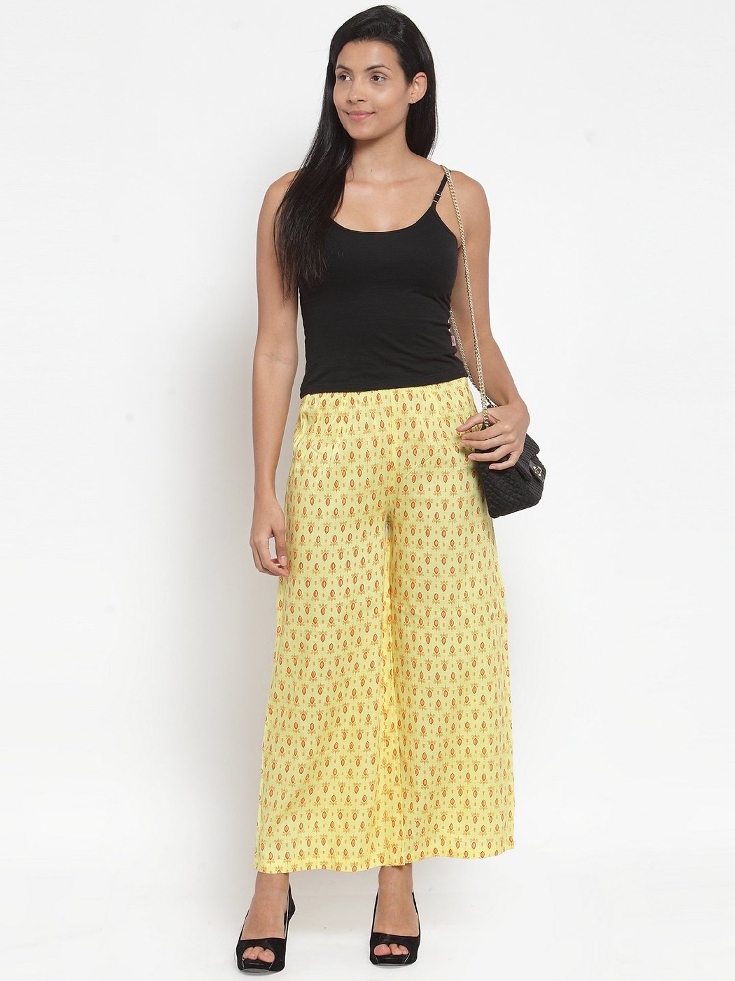 Indibelle Yellow Printed Palazzos