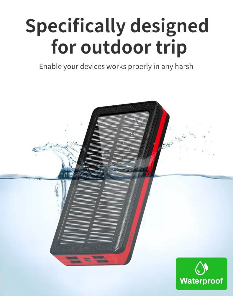 15000mAh Wireless Solar Power Bank Portable Charger Large Capacity 4 USB External Battery LED Fast Charging for Xiaomi IPhone