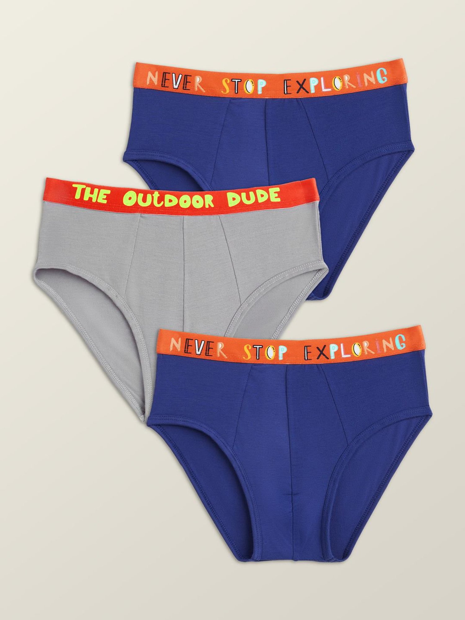 XY Life Boys Multicolor Relaxed Fit Briefs (Pack of 3)