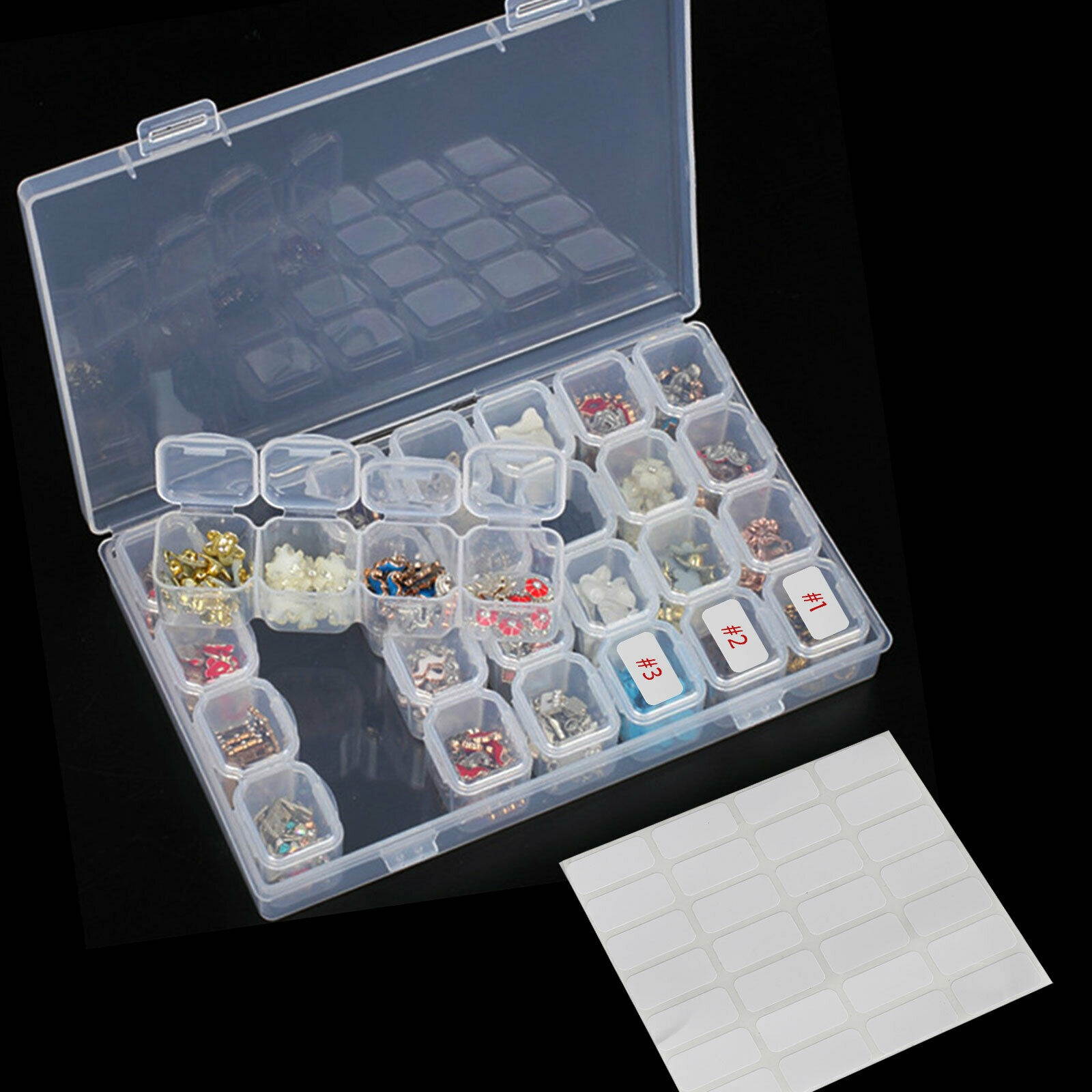 28 Slots Diamond Painting Tool Box Embroidery Geometric Jewelry Storage Case US