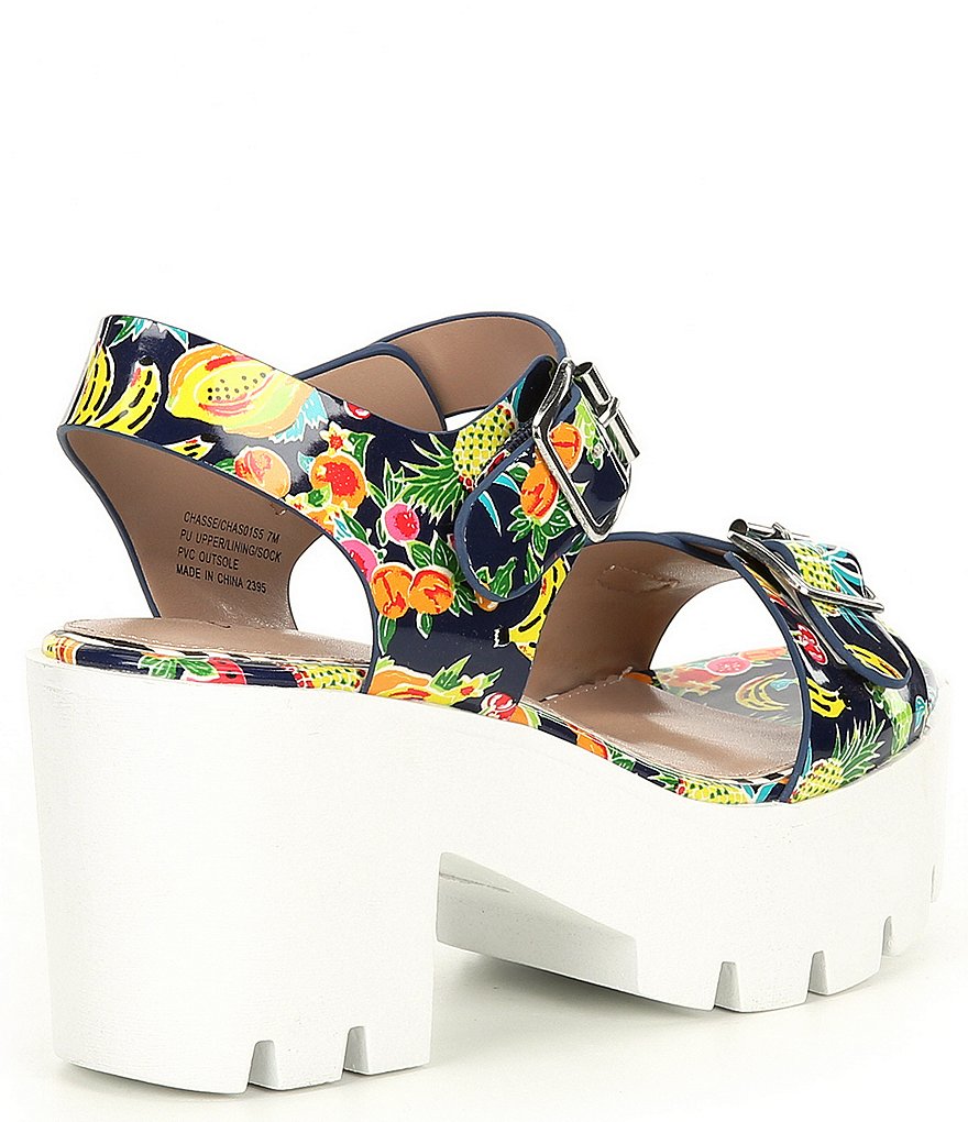 Betsey Johnson Chasse Fruit Print Platform Dress Sandals