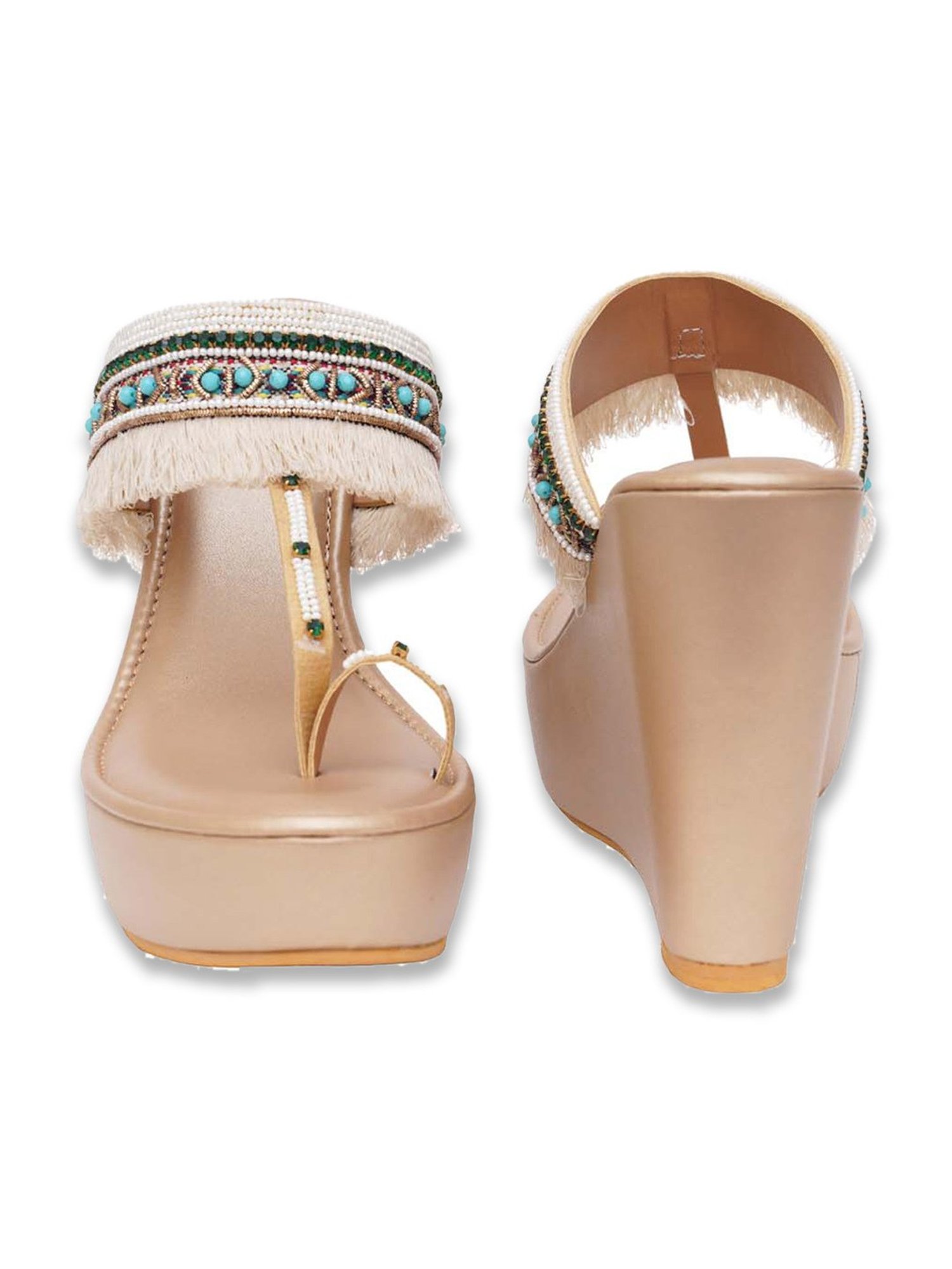 Sole House Women's Gold Toe Ring Wedges