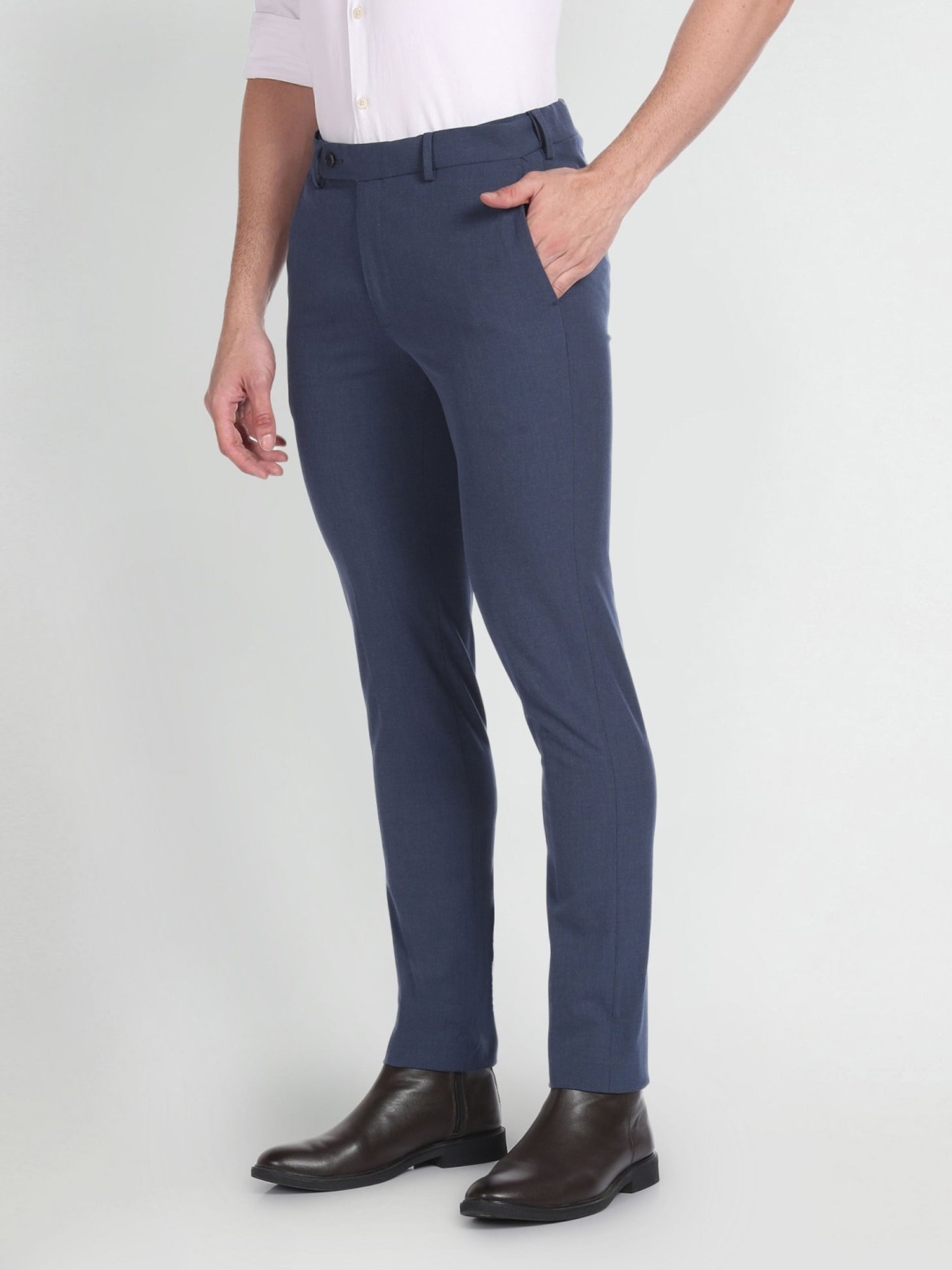 Arrow Blue Slim Fit Trousers