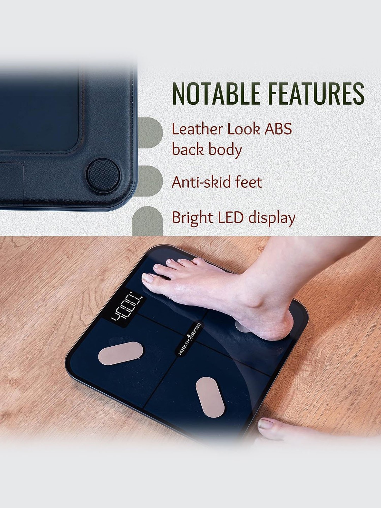 HealthSense HealthU Plus Smart Bluetooth Weighing Scale with Heart-Rate BS 181 (Navy Blue)